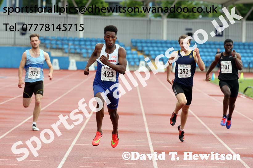 Mens under-20s 200 metres, Northern Championships, Sport City, Manchester. Photo: David T. Hewitson/Sports for All Pics
